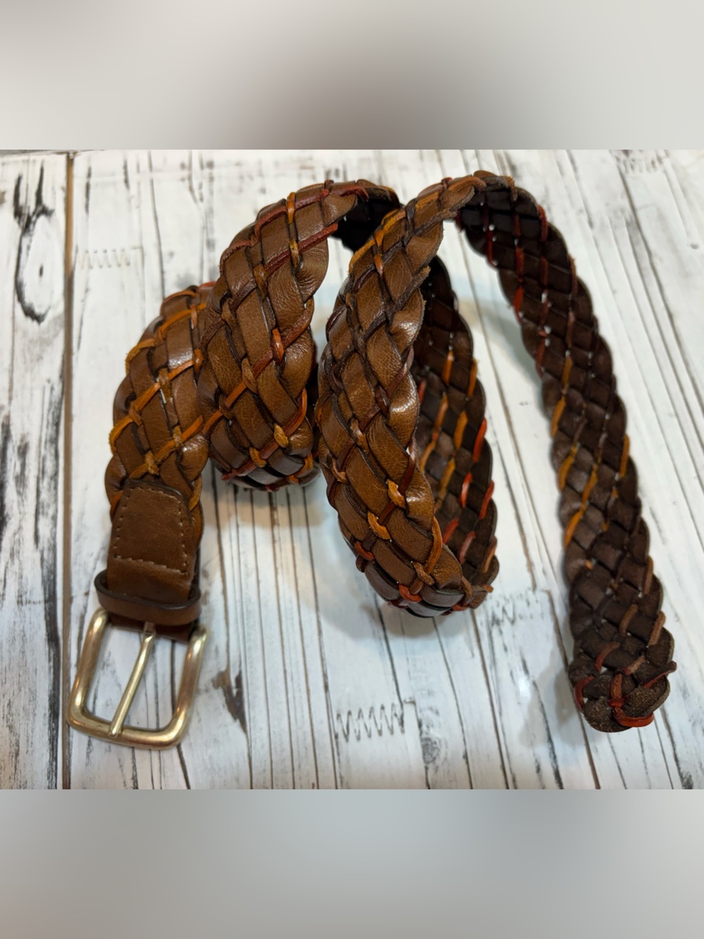 Orciani Italy Woven Leather Belt Sz 90 Brown Braided Artisan Boho Luxury Unisex